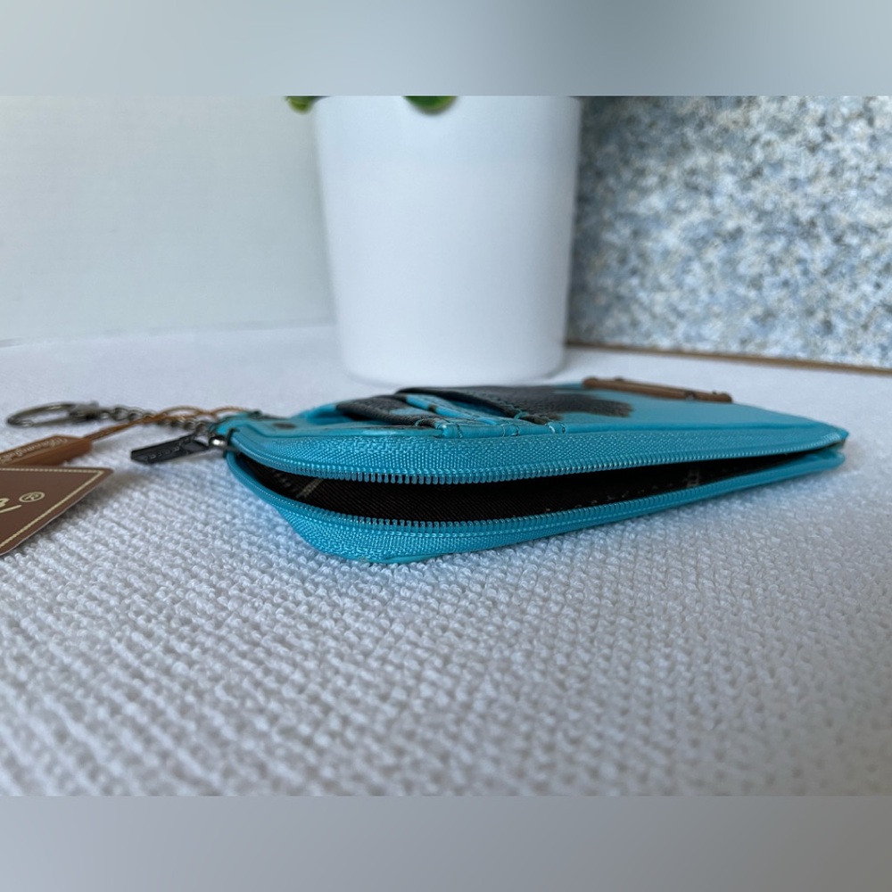 Keychain Wallet By Montana West/Wrangler. Turquoise, Black & A Hint Of Brown NWT - Picture 3 of 8